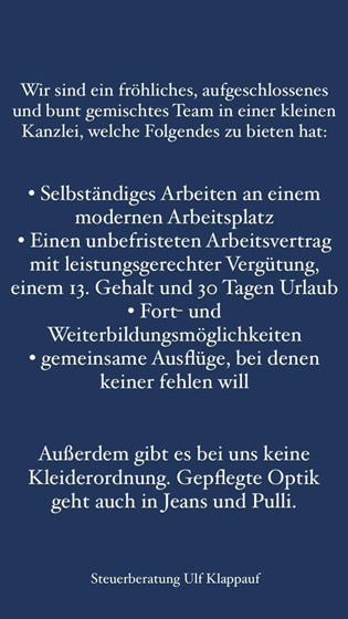 Kurzvorstellung unserer Kanzlei und Stellenangebot Kurzvorstellung unserer Kanzlei und Stellenangebot